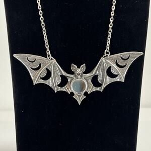 Alchemy Gothic Lunaeca Bat Moon Phase Necklace Mirror Vampire Goth Witchy